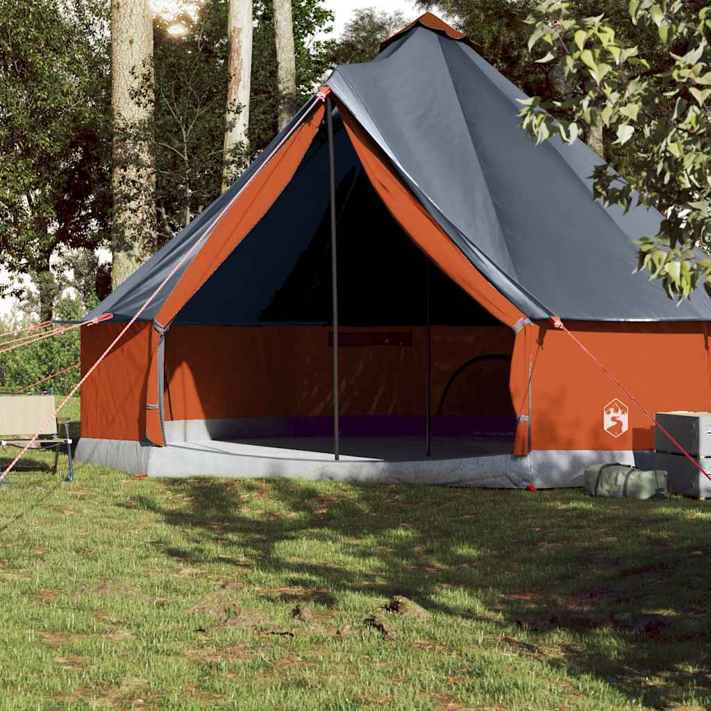 Familietelt Tipi For 10 Personer Grå Og Oransje Vanntett