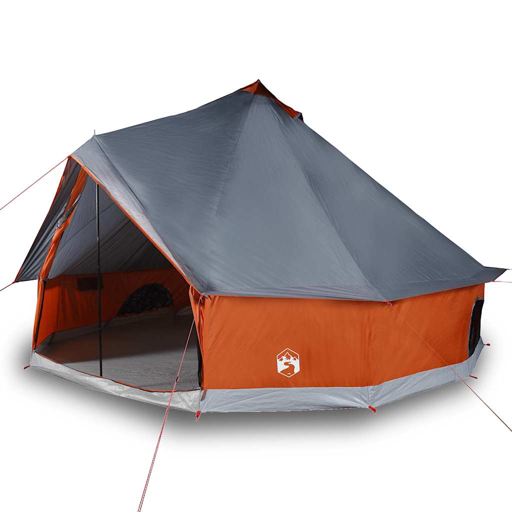 Familietelt Tipi For 10 Personer Grå Og Oransje Vanntett