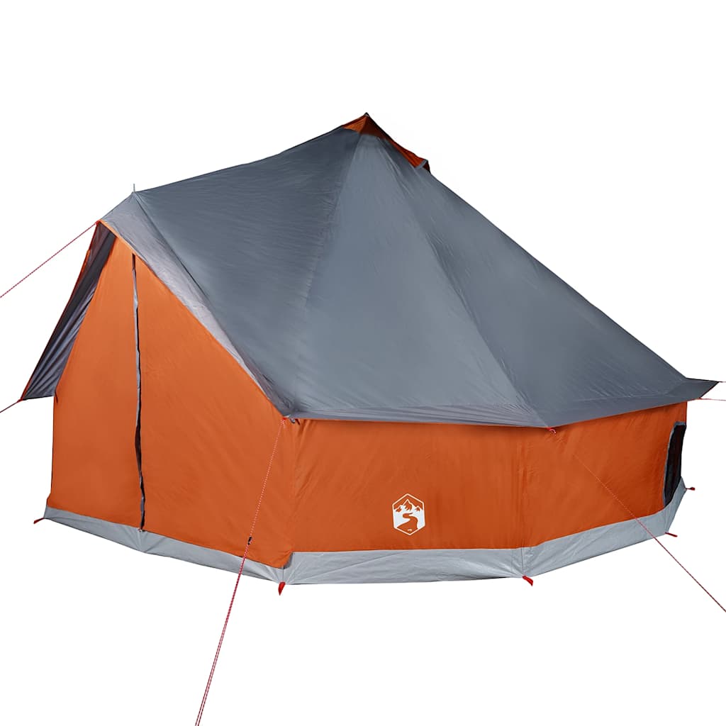 Familietelt Tipi For 10 Personer Grå Og Oransje Vanntett