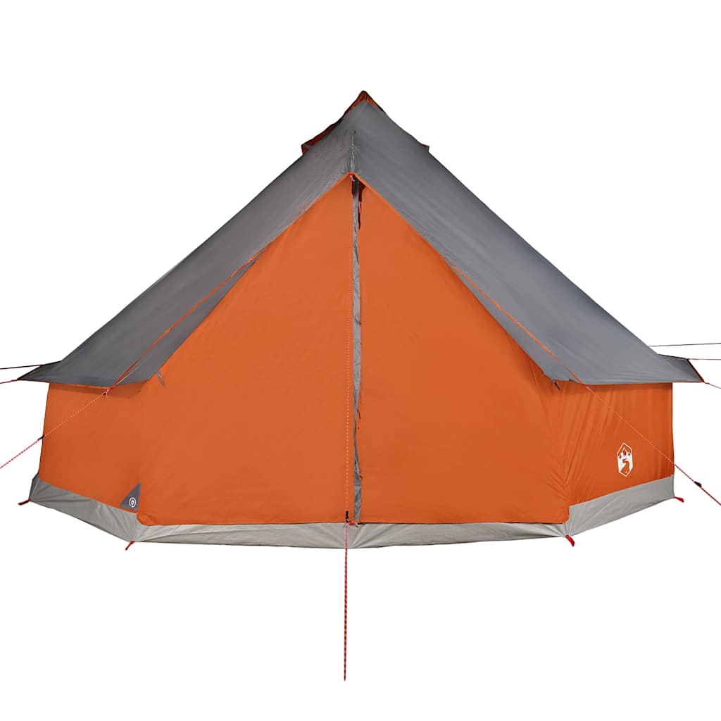 Familietelt Tipi For 10 Personer Grå Og Oransje Vanntett