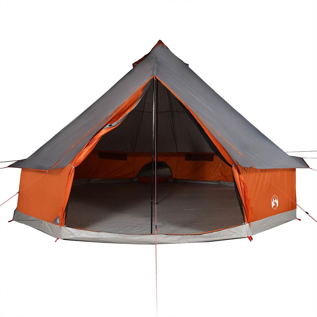 Familietelt Tipi For 10 Personer Grå Og Oransje Vanntett