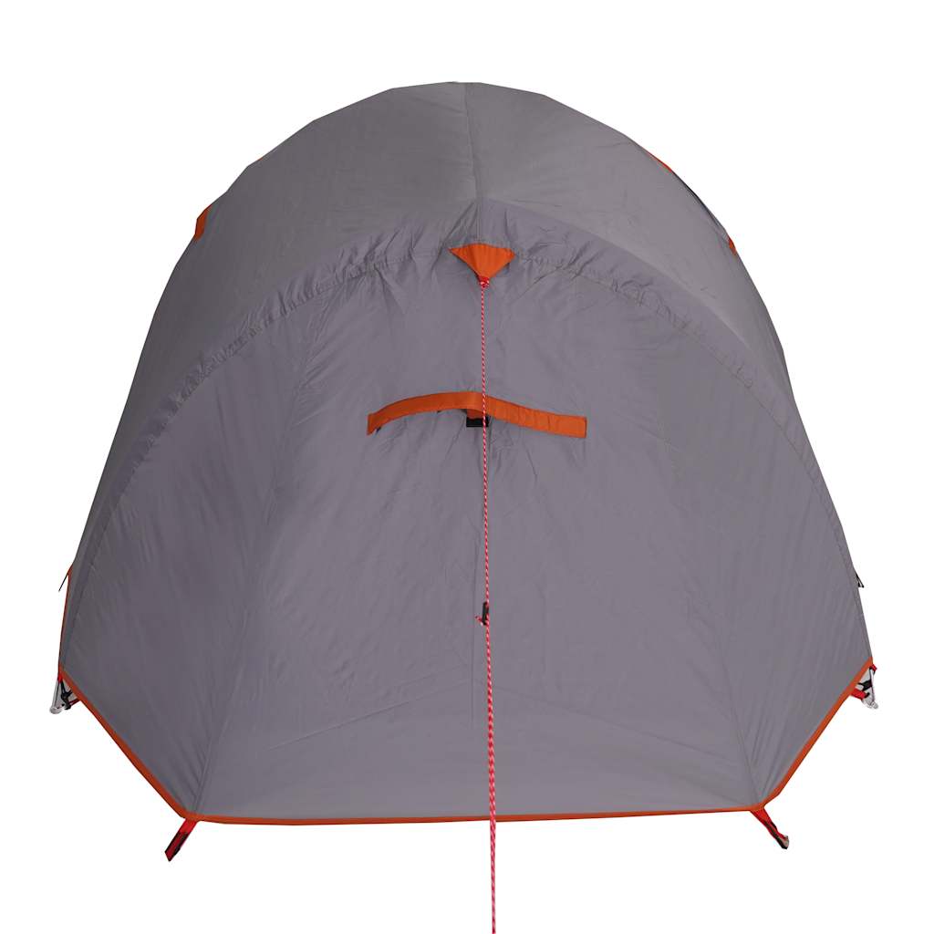 Tunneltelt For Camping 3 Personer Grå Og Oransje Vanntett