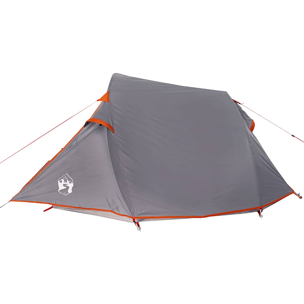 Tunneltelt For Camping 2 Personer Grå Og Oransje Vanntett