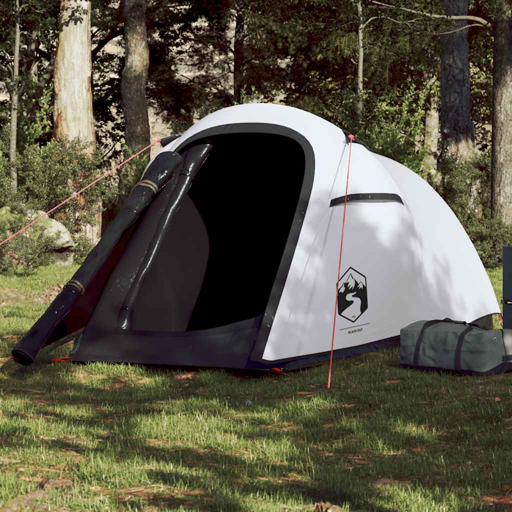 Tunneltelt For Camping 2 Personer Hvit Blendingsstoff Vanntett