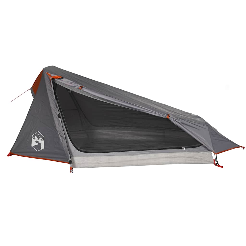 Tunneltelt For Camping 1 Person Grå Og Oransje Vanntett