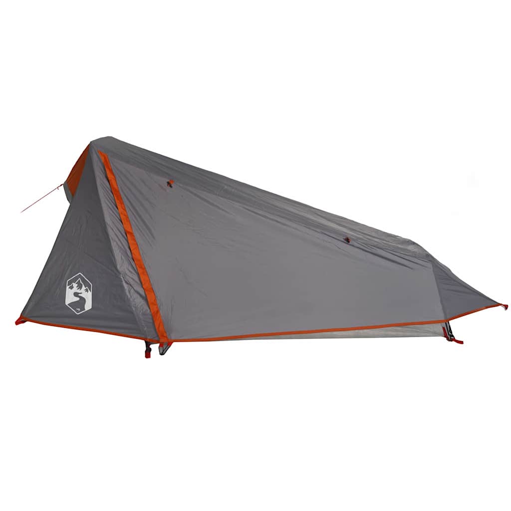 Tunneltelt For Camping 1 Person Grå Og Oransje Vanntett