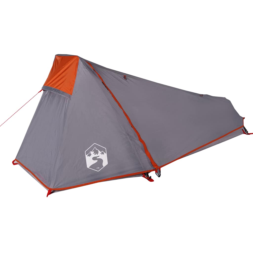 Tunneltelt For Camping 1 Person Grå Og Oransje Vanntett
