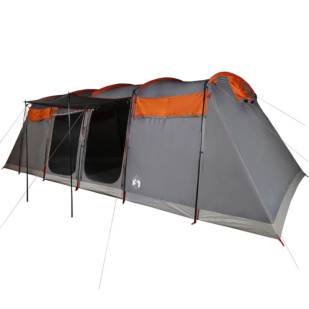 Tunneltelt For Camping 8 Personer Grå Og Oransje Vanntett