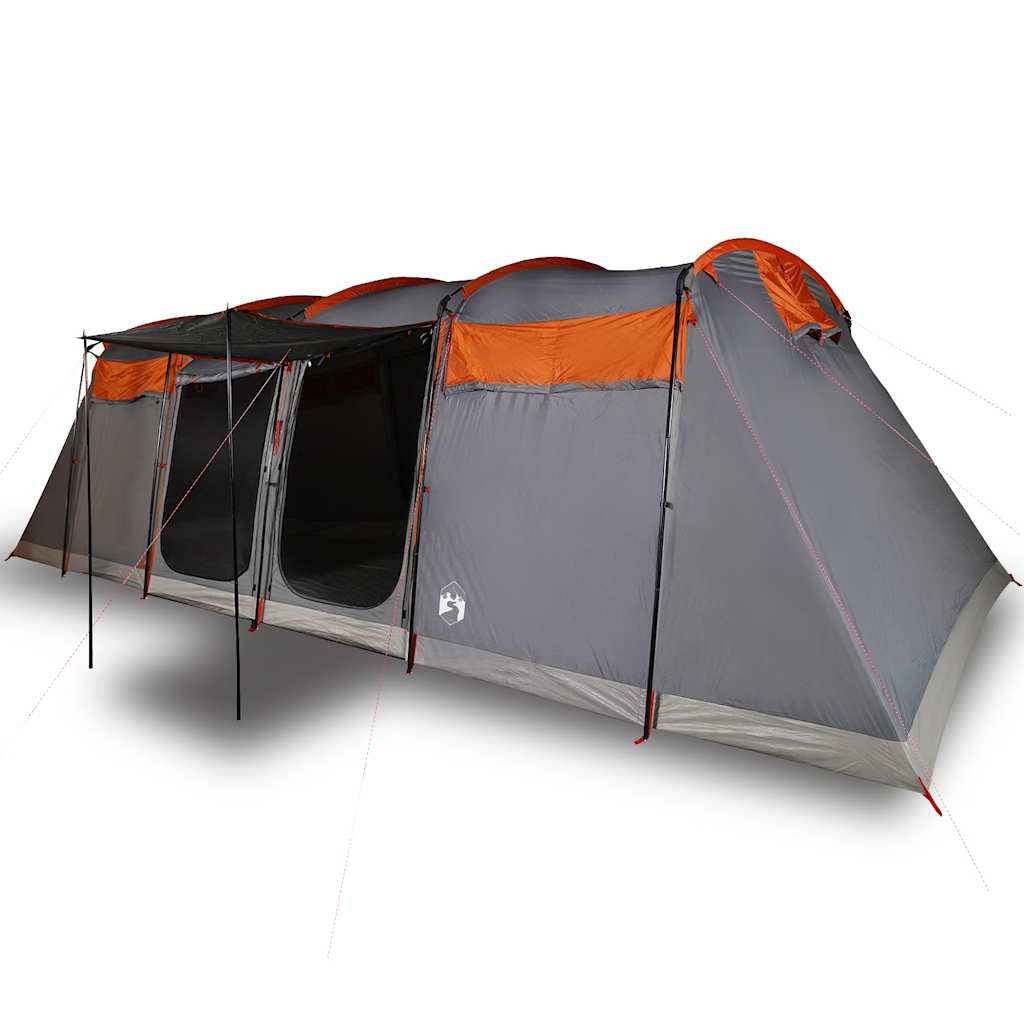 Tunneltelt For Camping 8 Personer Grå Og Oransje Vanntett