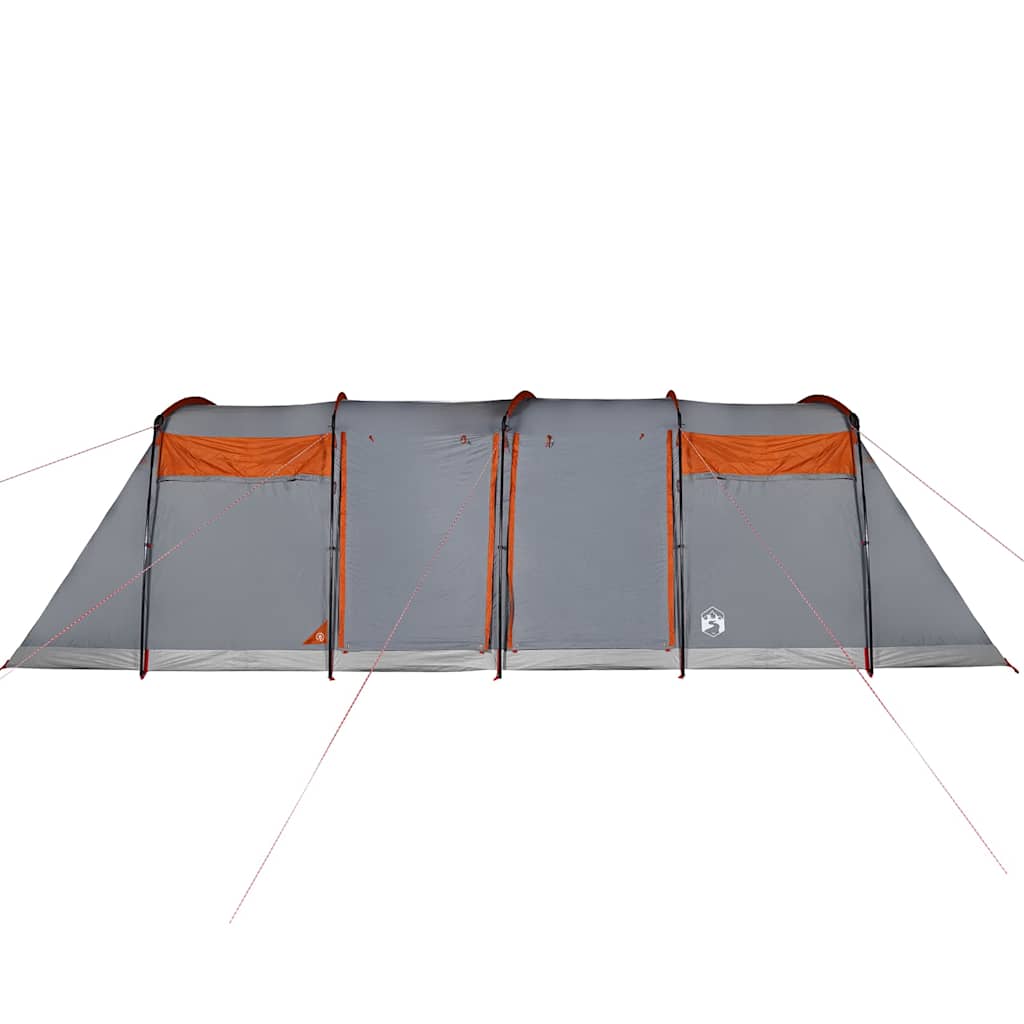 Tunneltelt For Camping 8 Personer Grå Og Oransje Vanntett