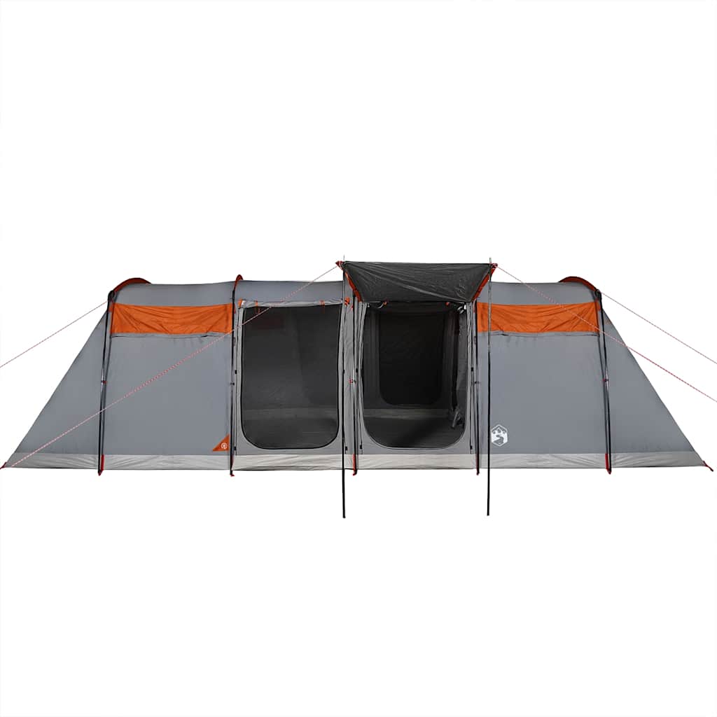 Tunneltelt For Camping 8 Personer Grå Og Oransje Vanntett