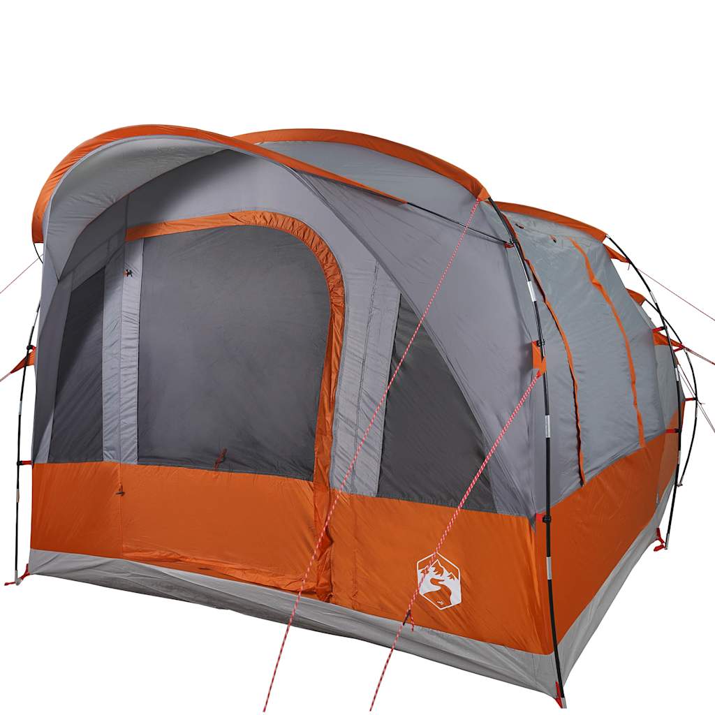Tunneltelt For Camping 3 Personer Grå Og Oransje Vanntett