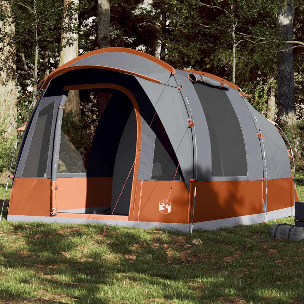 Tunneltelt For Camping 3 Personer Grå Og Oransje Vanntett