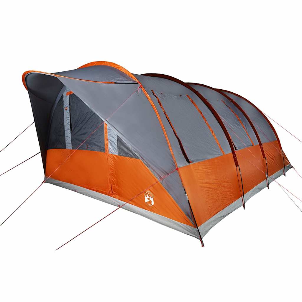 Tunneltelt For Camping 7 Personer Grå Og Oransje Vanntett