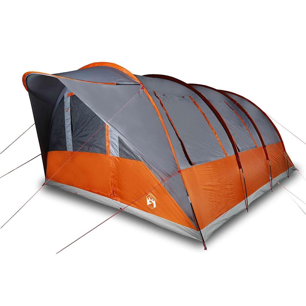 Tunneltelt For Camping 7 Personer Grå Og Oransje Vanntett