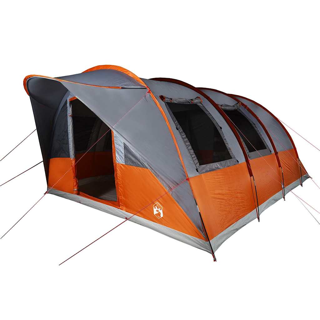 Tunneltelt For Camping 7 Personer Grå Og Oransje Vanntett