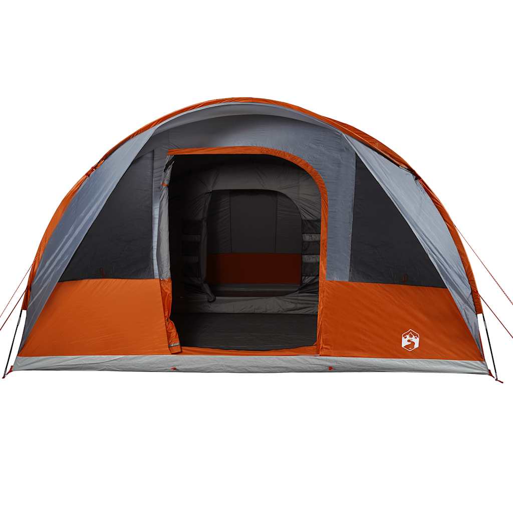 Tunneltelt For Camping 7 Personer Grå Og Oransje Vanntett