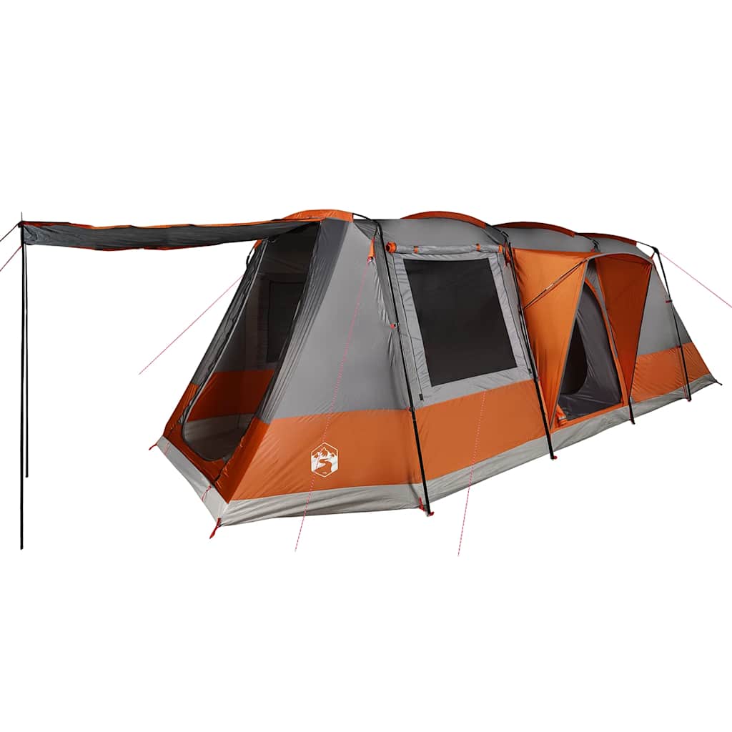 Tunneltelt For Camping 4 Personer Grå Og Oransje Vanntett