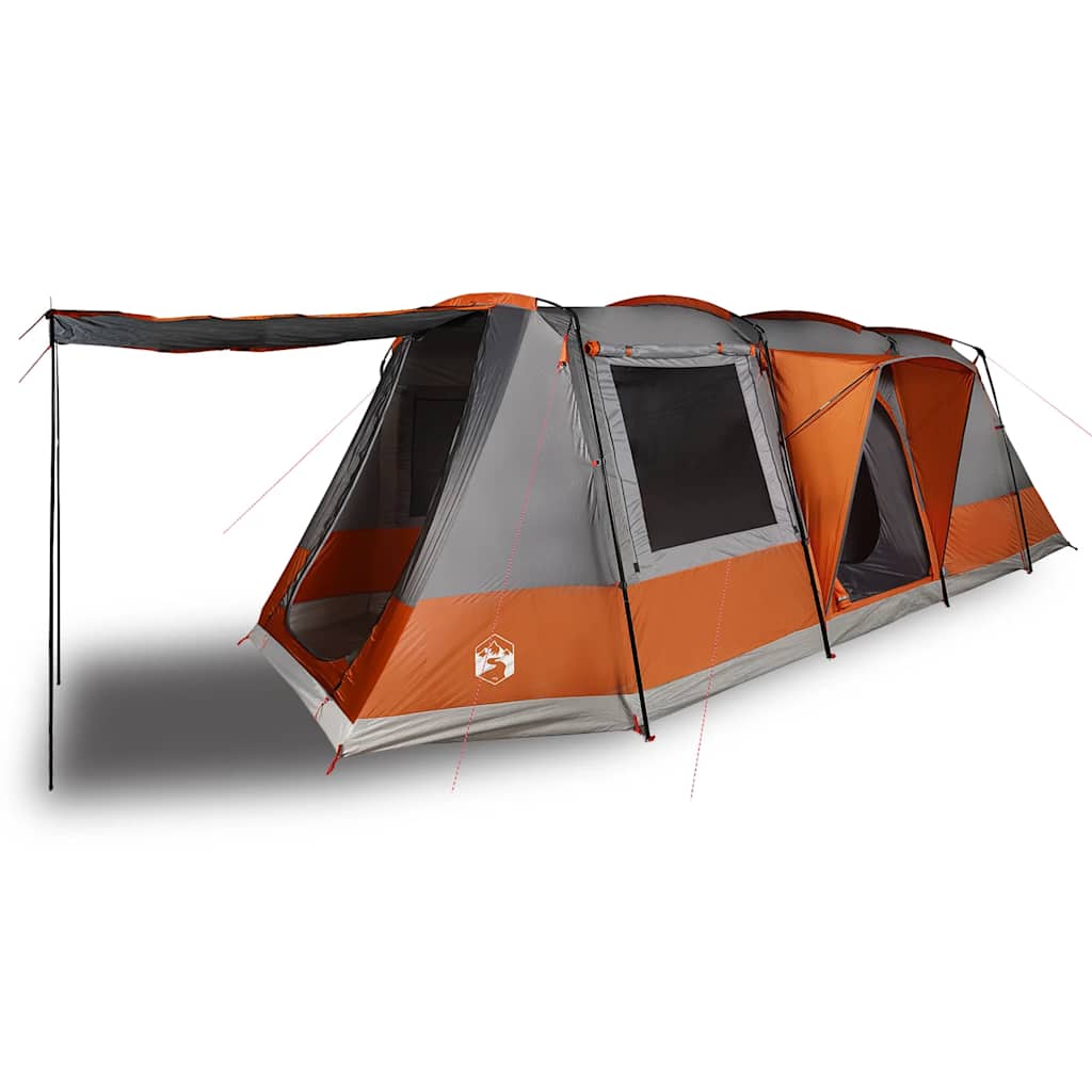 Tunneltelt For Camping 4 Personer Grå Og Oransje Vanntett