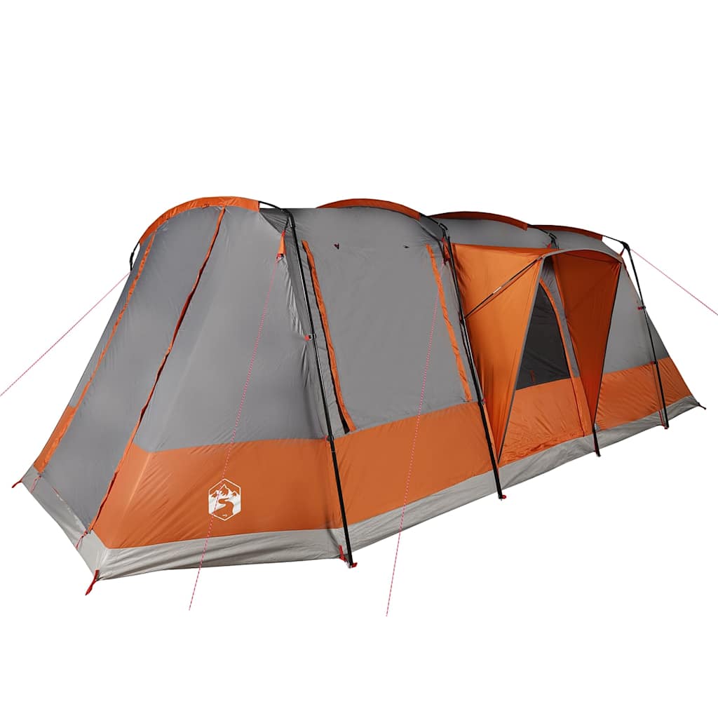 Tunneltelt For Camping 4 Personer Grå Og Oransje Vanntett