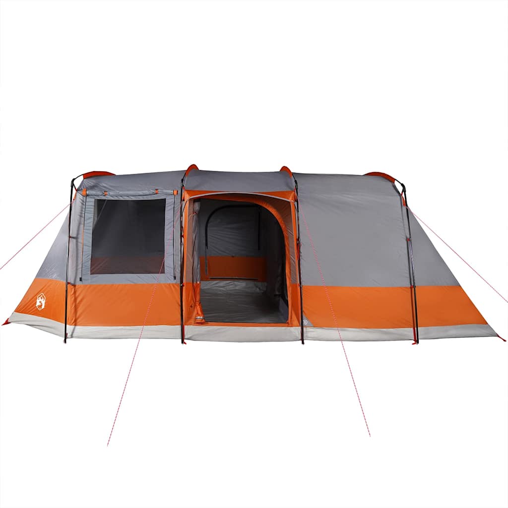 Tunneltelt For Camping 4 Personer Grå Og Oransje Vanntett