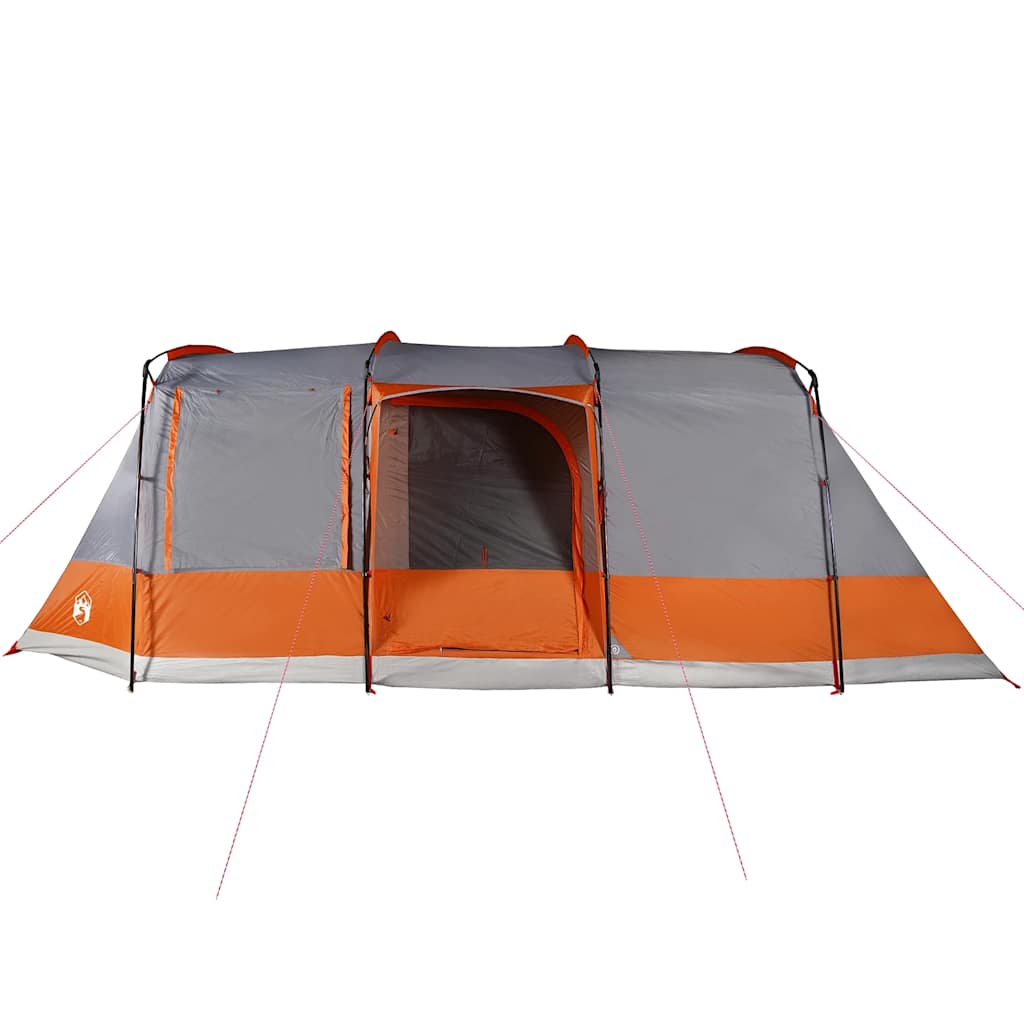 Tunneltelt For Camping 4 Personer Grå Og Oransje Vanntett