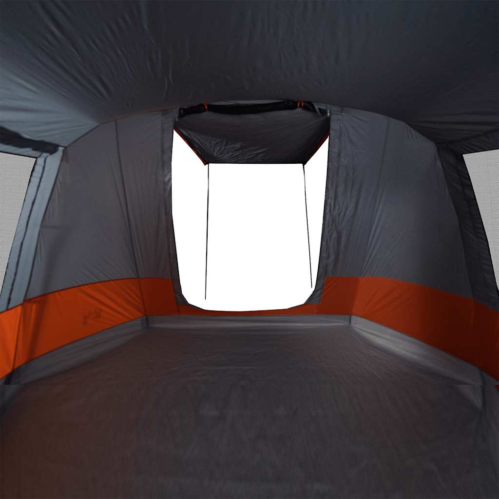 Tunneltelt For Camping 4 Personer Grå Og Oransje Vanntett