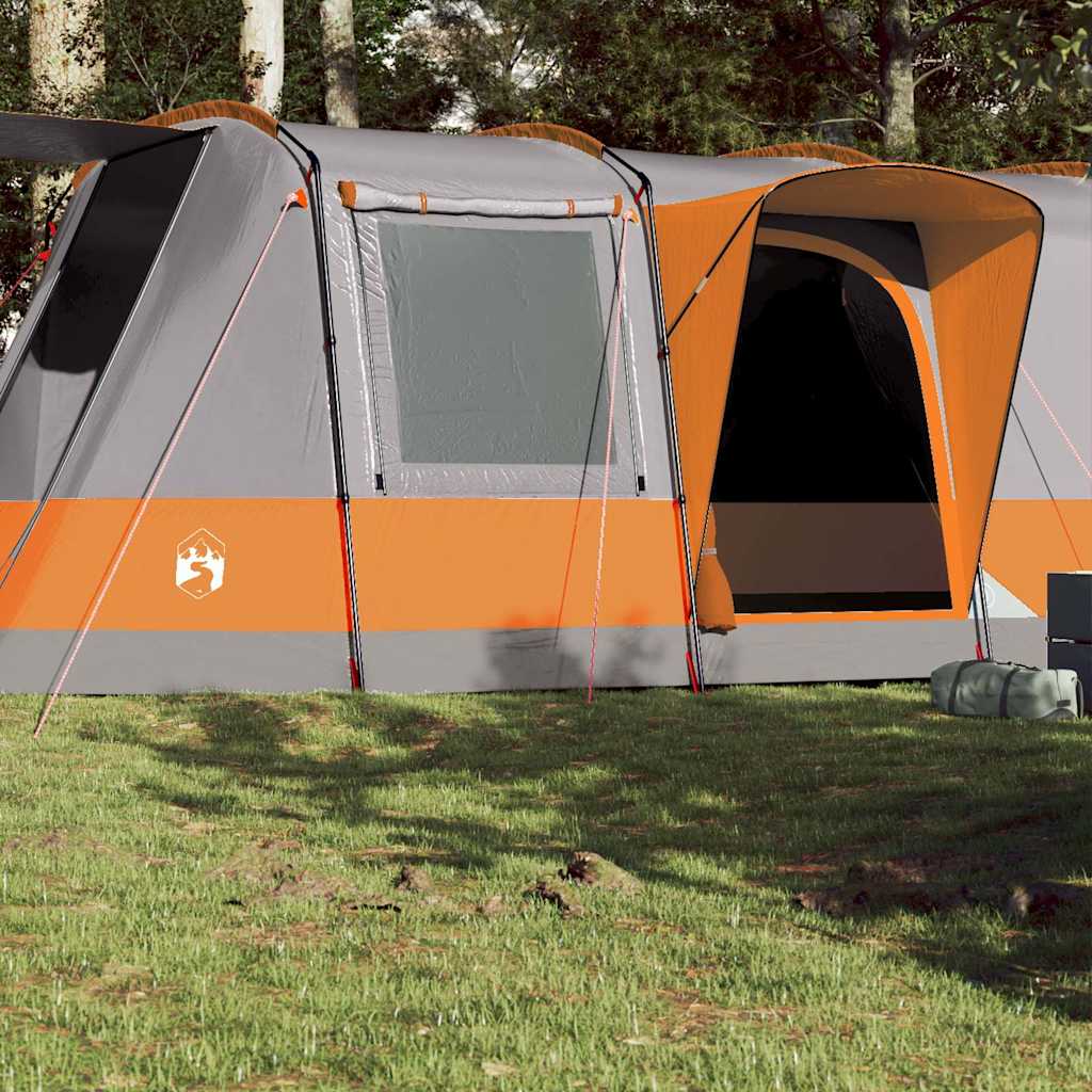 Tunneltelt For Camping 4 Personer Grå Og Oransje Vanntett