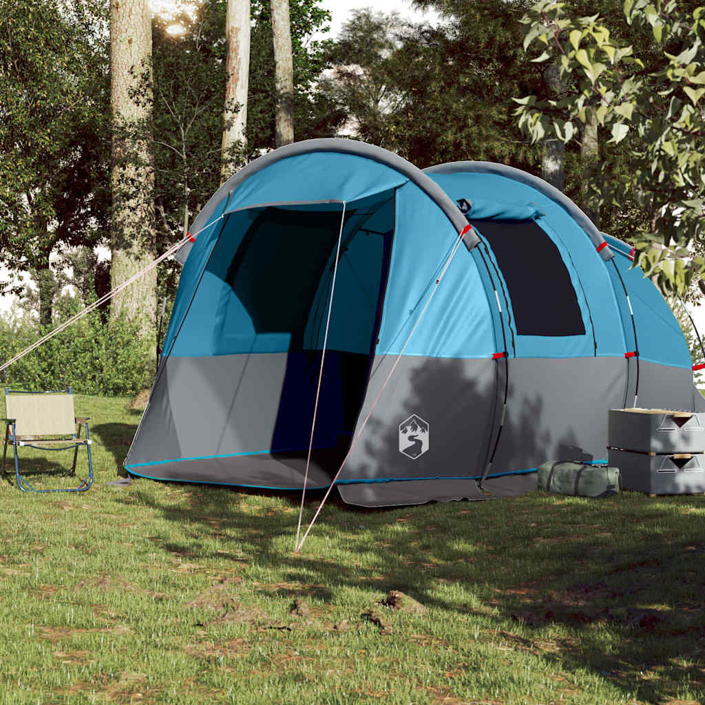 Tunneltelt For Camping 4 Personer Blå Vanntett