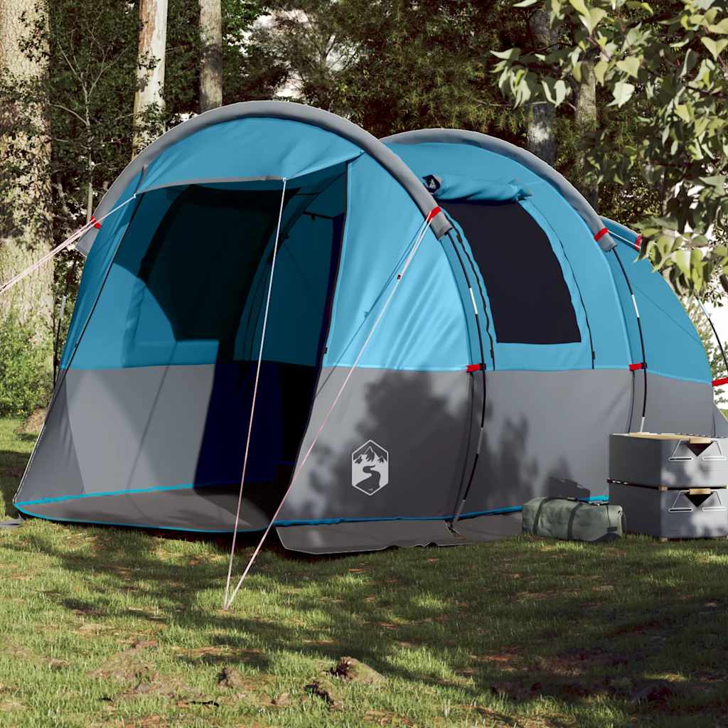 Tunneltelt For Camping 4 Personer Blå Vanntett