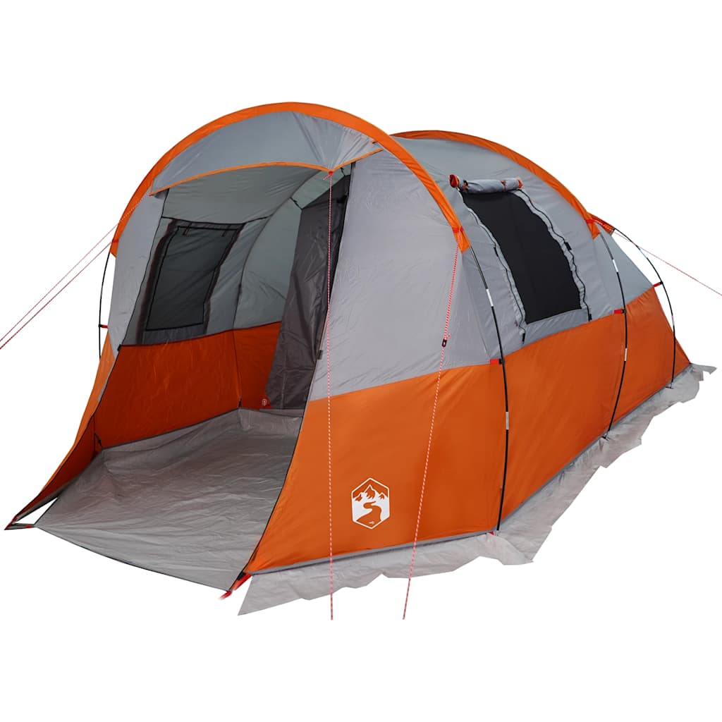 Tunneltelt For Camping 4 Personer Grå Og Oransje Vanntett