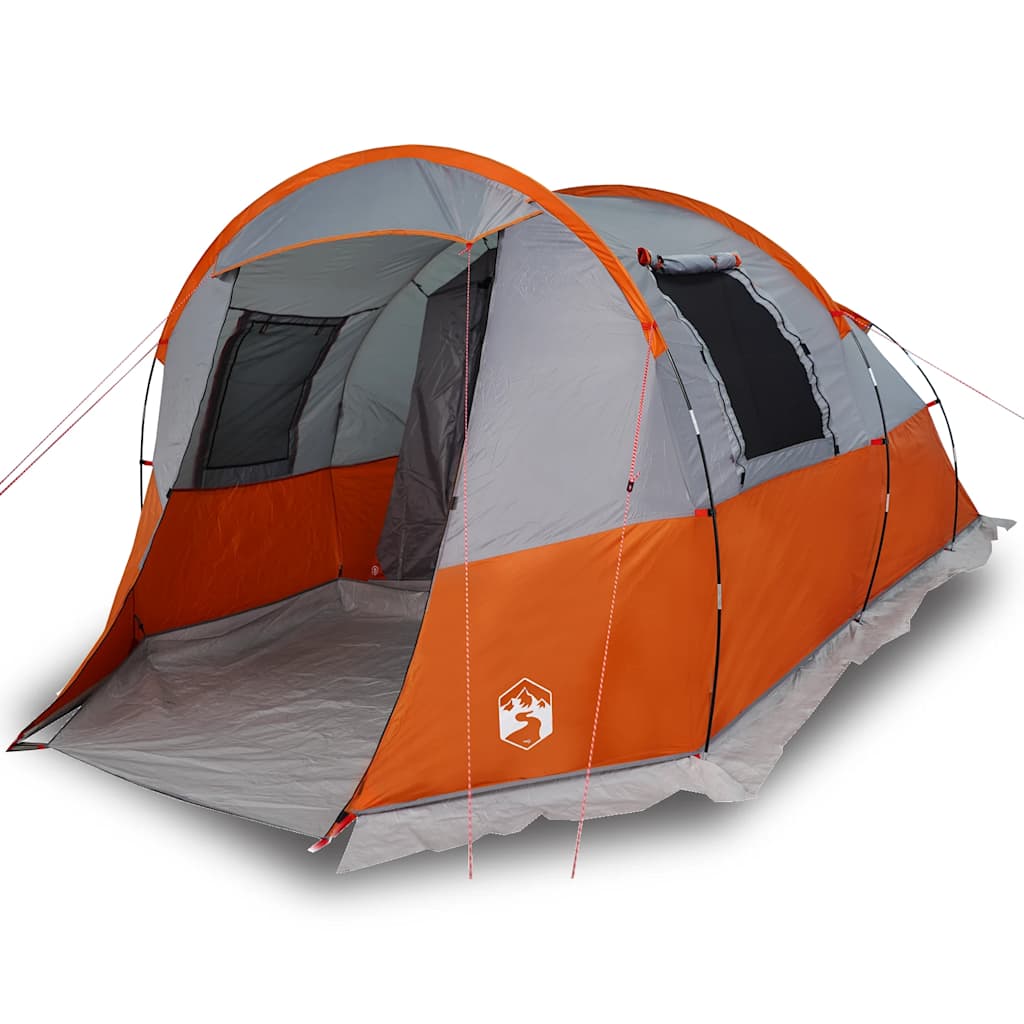 Tunneltelt For Camping 4 Personer Grå Og Oransje Vanntett