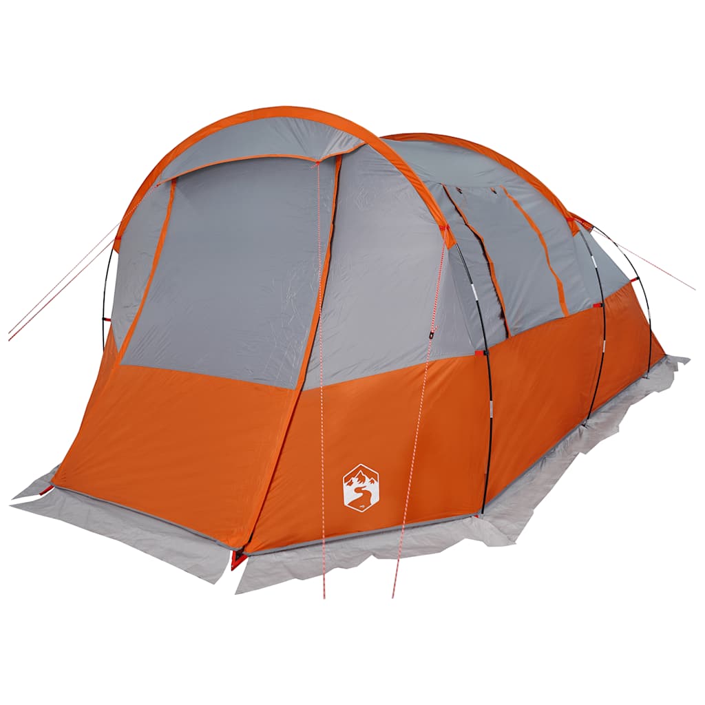 Tunneltelt For Camping 4 Personer Grå Og Oransje Vanntett