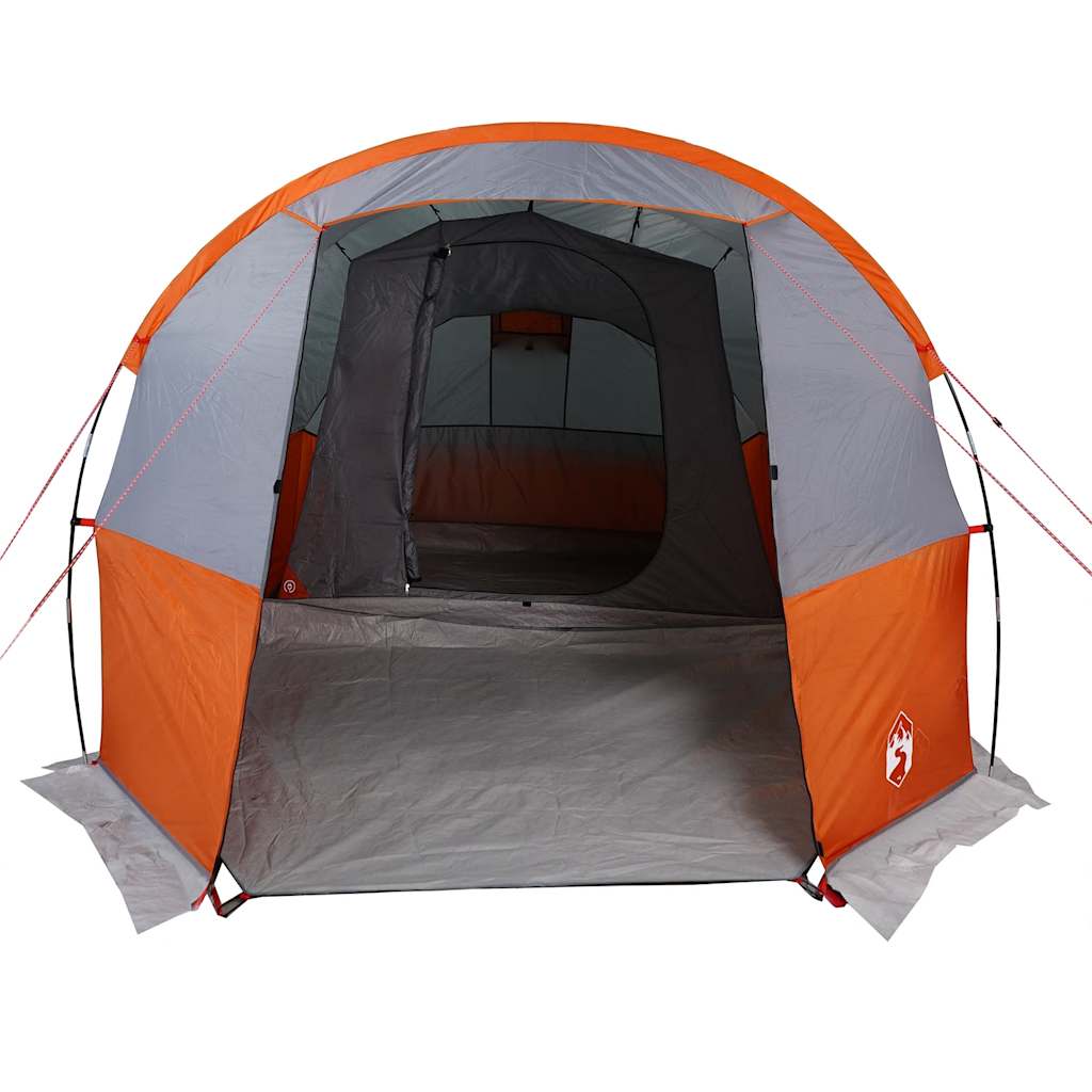 Tunneltelt For Camping 4 Personer Grå Og Oransje Vanntett