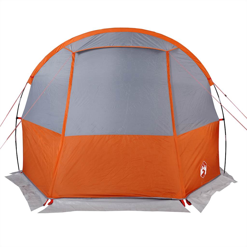 Tunneltelt For Camping 4 Personer Grå Og Oransje Vanntett
