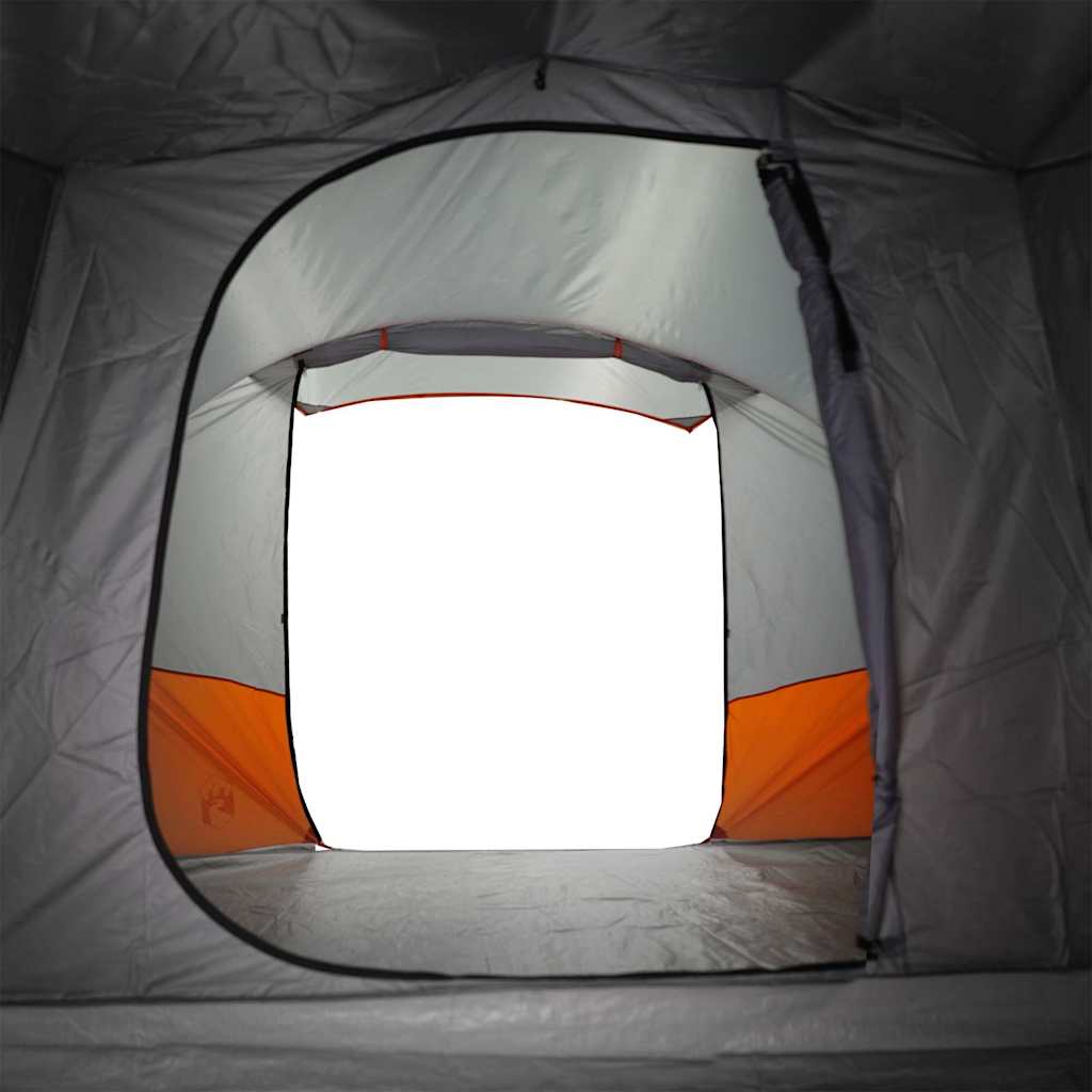 Tunneltelt For Camping 4 Personer Grå Og Oransje Vanntett
