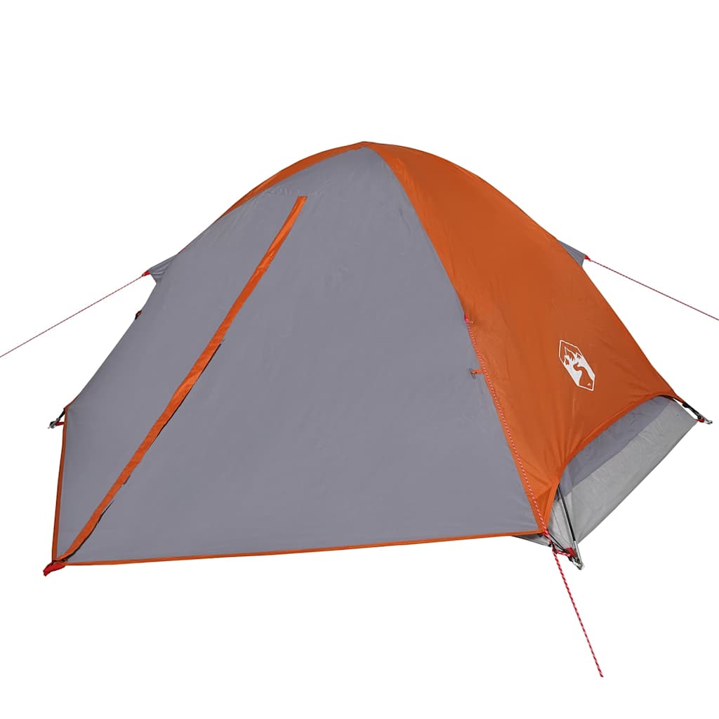 Kuppeltelt For Camping 4 Personer Grå Og Oransje Vanntett
