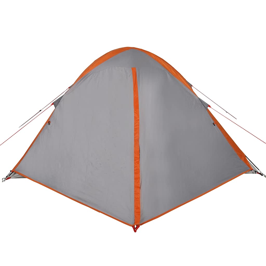 Kuppeltelt For Camping 4 Personer Grå Og Oransje Vanntett