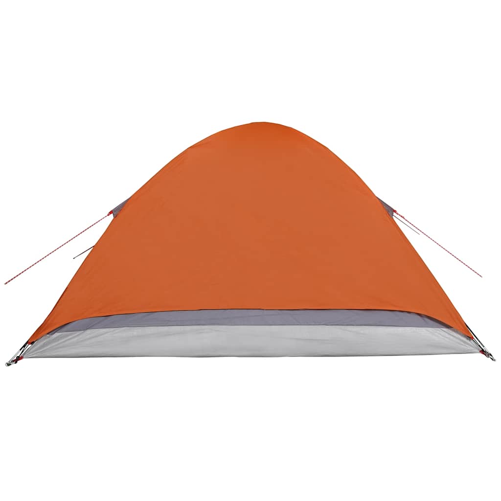 Kuppeltelt For Camping 4 Personer Grå Og Oransje Vanntett