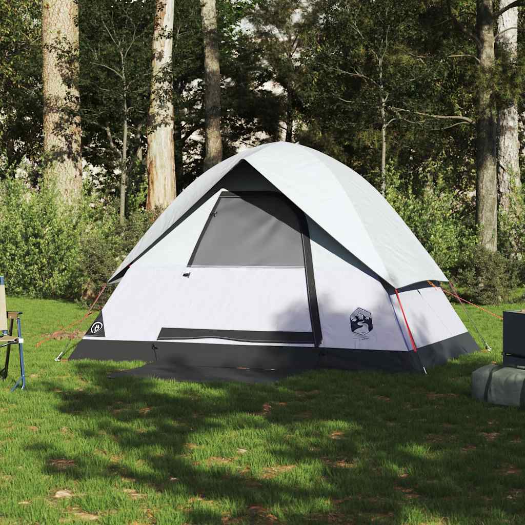 Kuppeltelt For Camping 2 Personer Hvit Blendingsstoff Vanntett