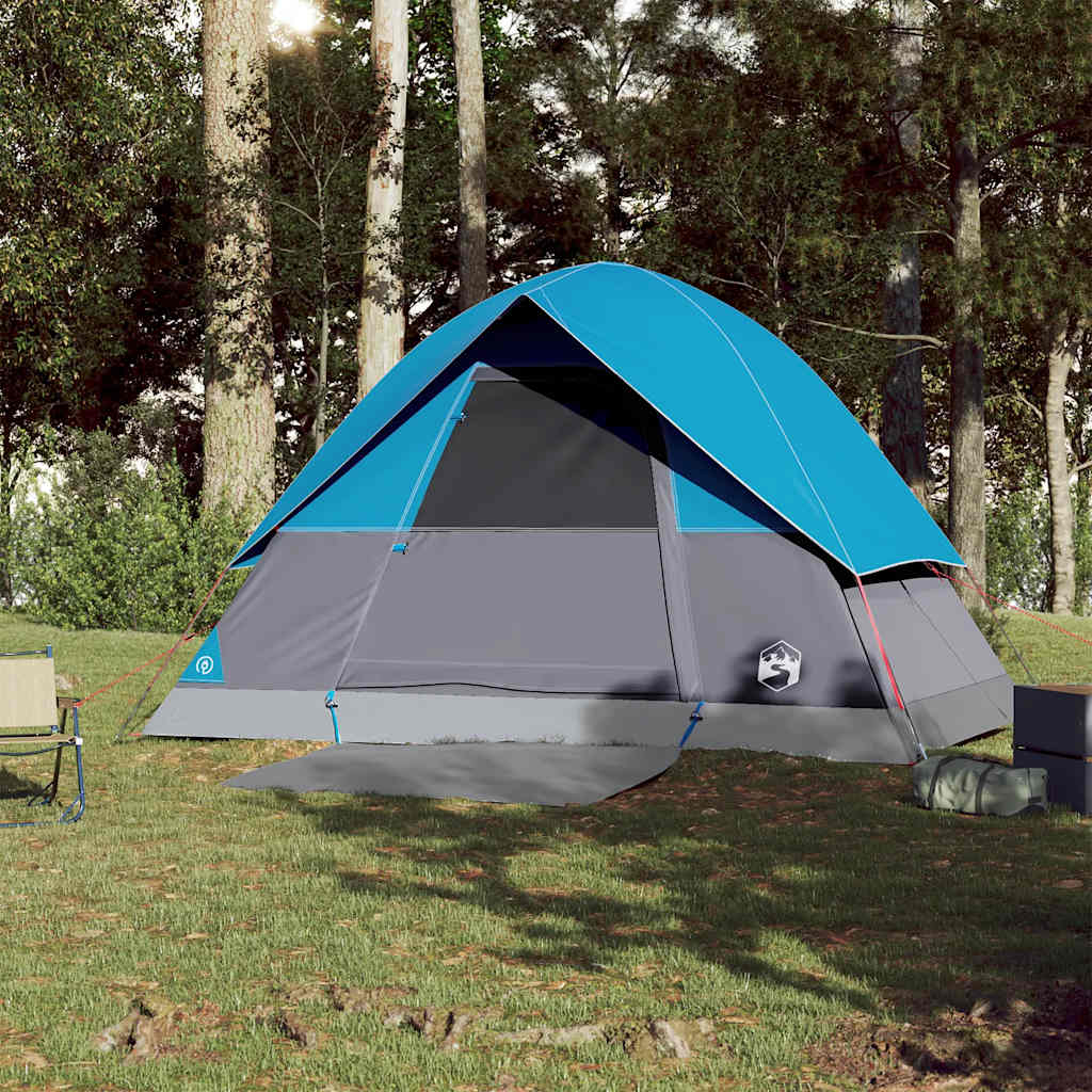 Kuppeltelt For Camping 3 Personer Blå Vanntett