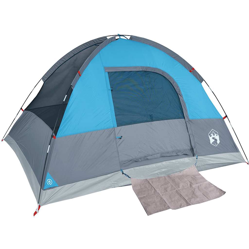 Kuppeltelt For Camping 3 Personer Blå Vanntett