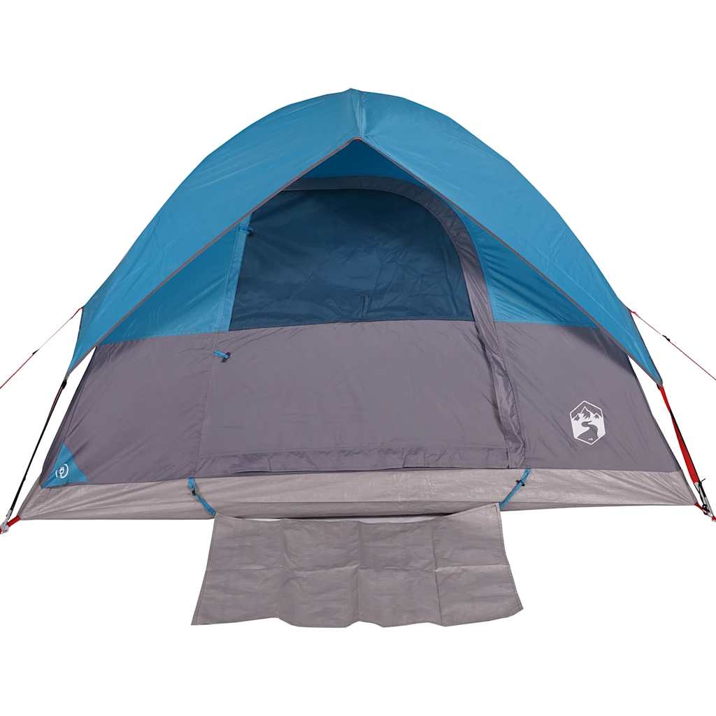 Kuppeltelt For Camping 3 Personer Blå Vanntett