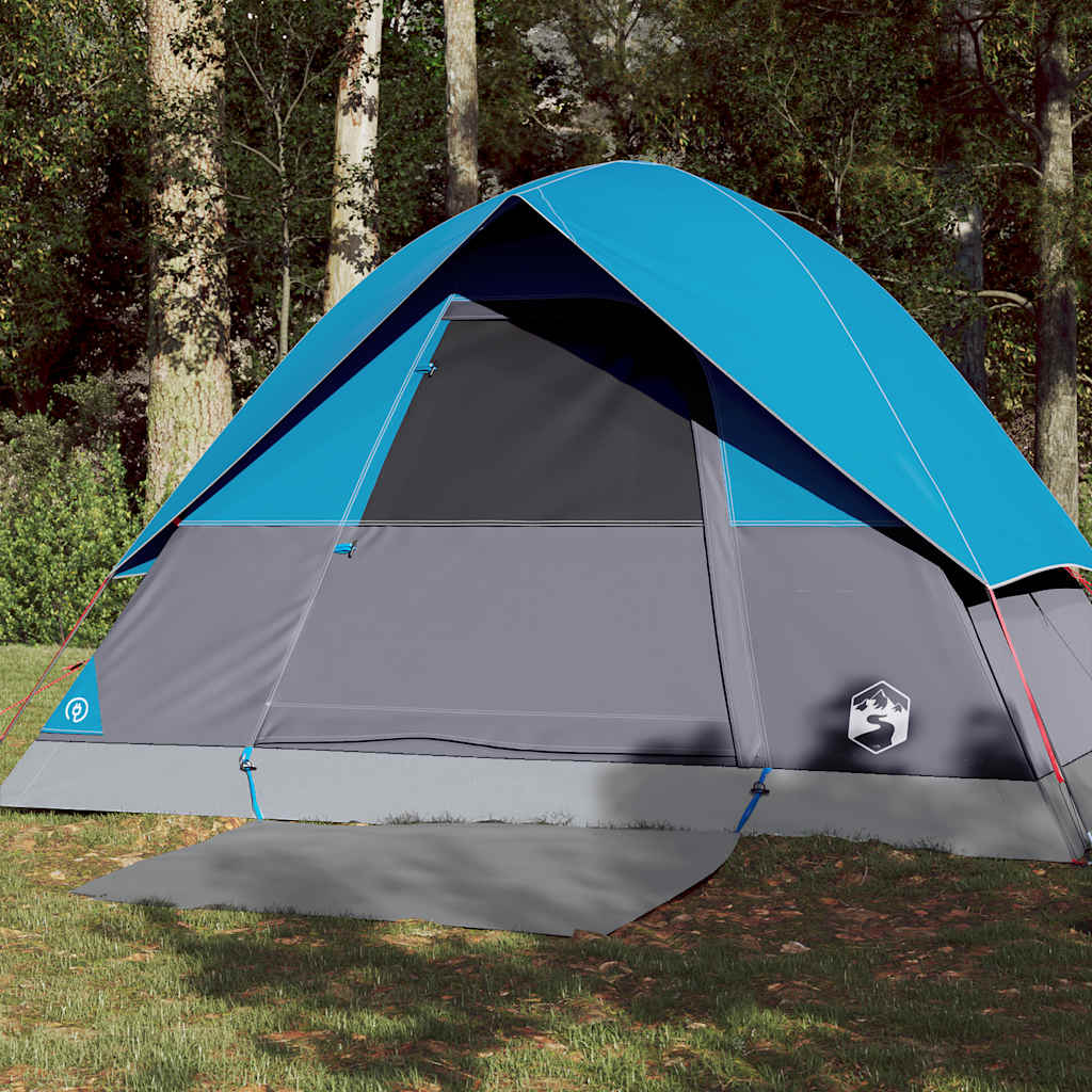 Kuppeltelt For Camping 3 Personer Blå Vanntett