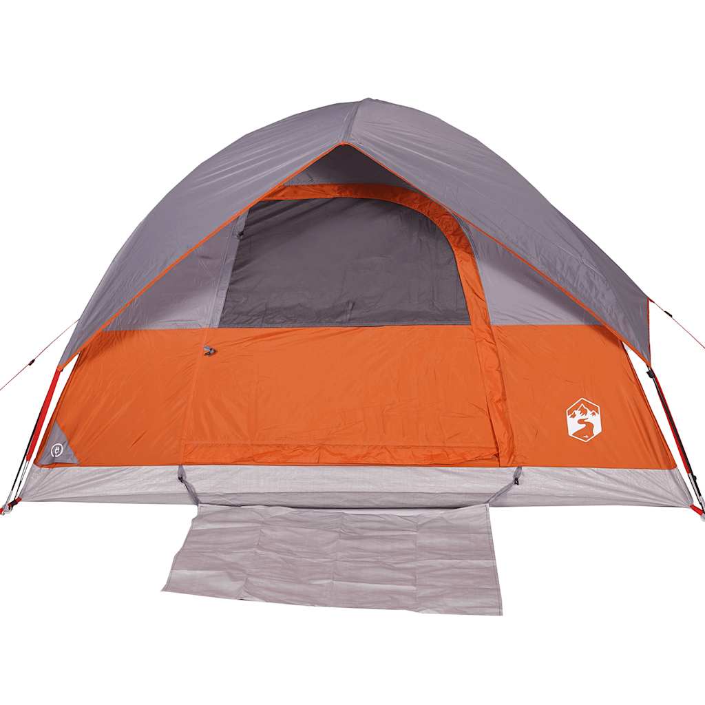 Kuppeltelt For Camping 3 Personer Grå Og Oransje Vanntett