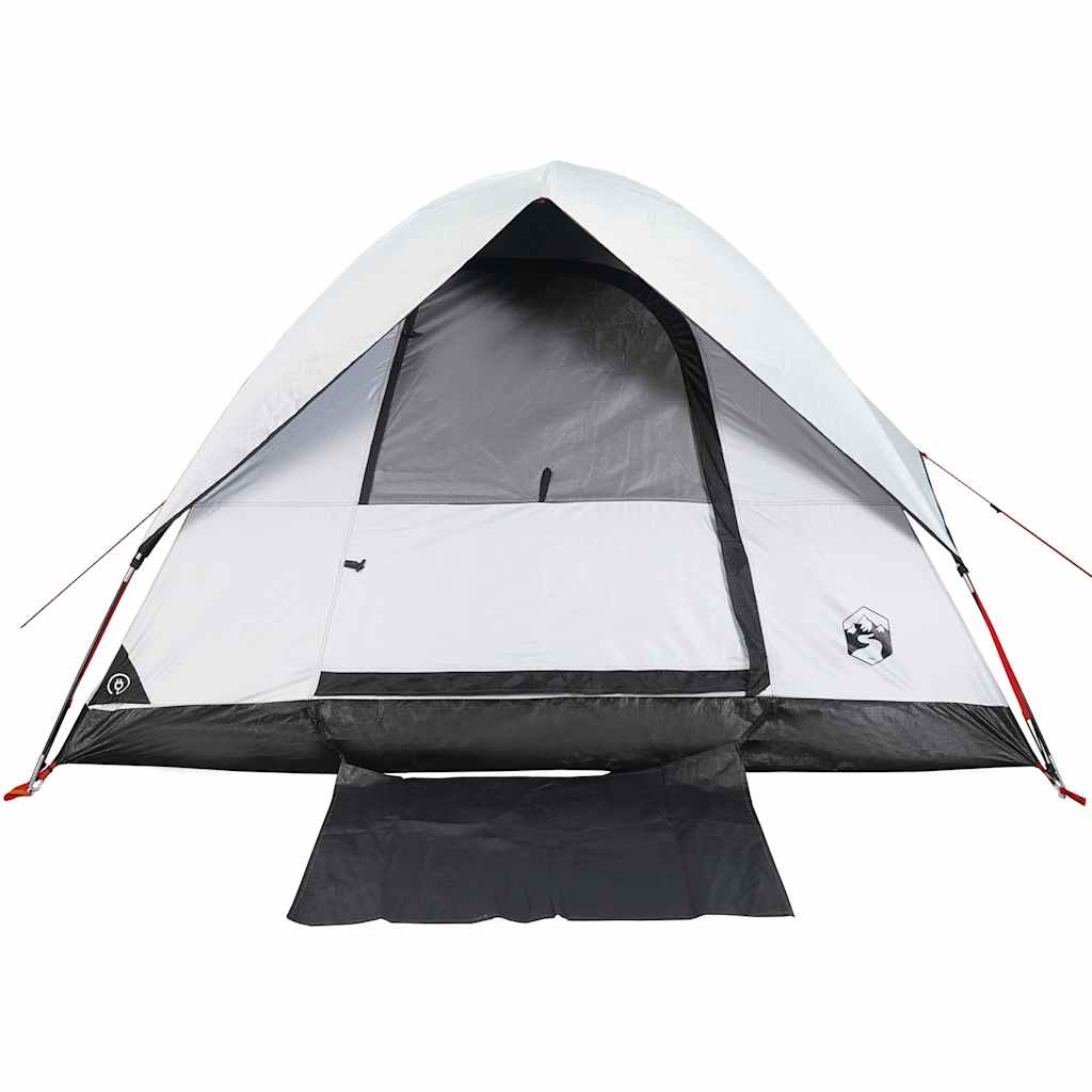 Kuppeltelt For Camping 3 Personer Hvit Blendingsstoff Vanntett