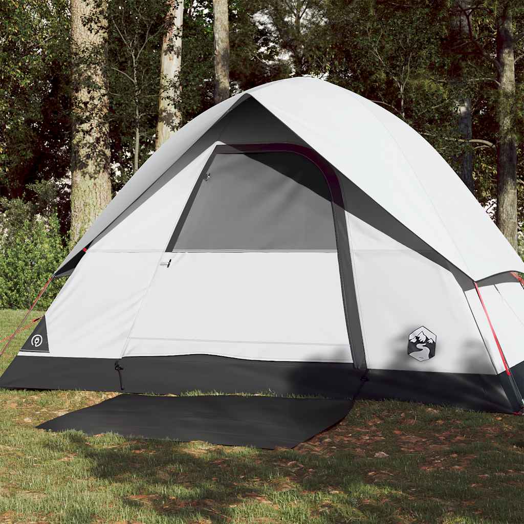 Kuppeltelt For Camping 3 Personer Hvit Blendingsstoff Vanntett