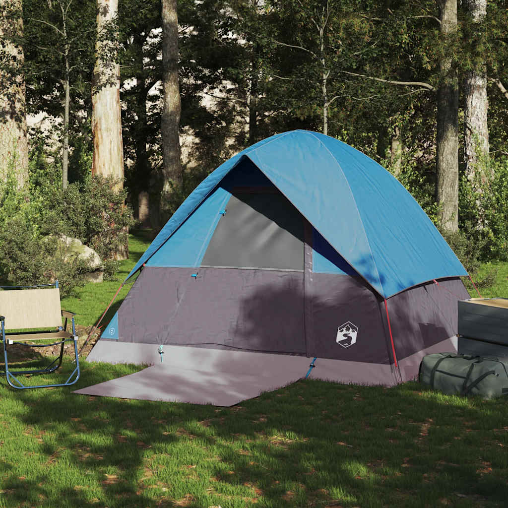 Kuppeltelt For Camping 4 Personer Blå Vanntett