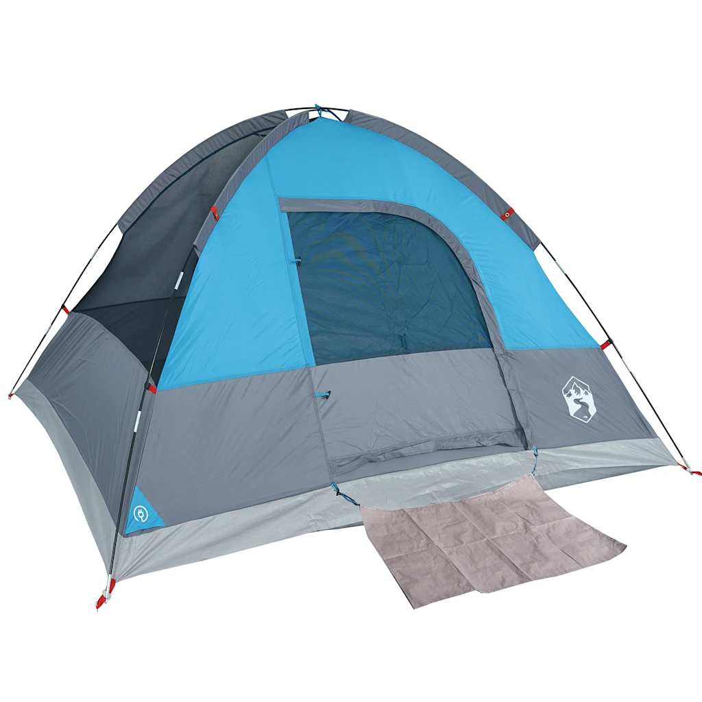 Kuppeltelt For Camping 4 Personer Blå Vanntett