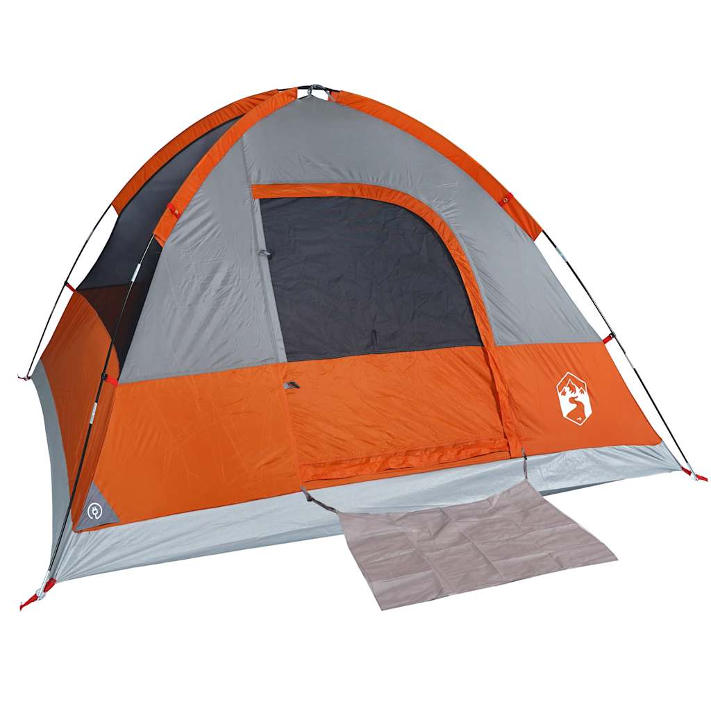 Kuppeltelt For Camping 4 Personer Oransje Vanntett
